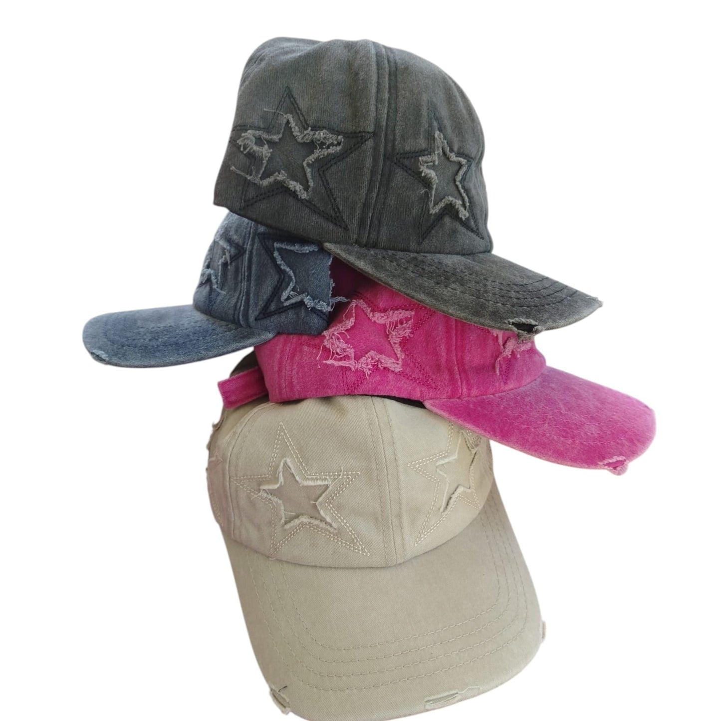 Dank - Star Boi Distressed Cap - 4 Colours (Pink)(Blue)(Black)(Beige)