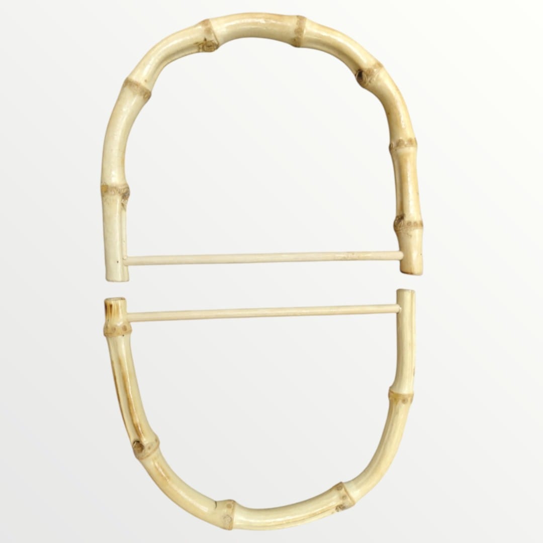 Bag Handle- Bamboo - 16 x 13cm - Light Natural (SOLD AS A SET OF 2)