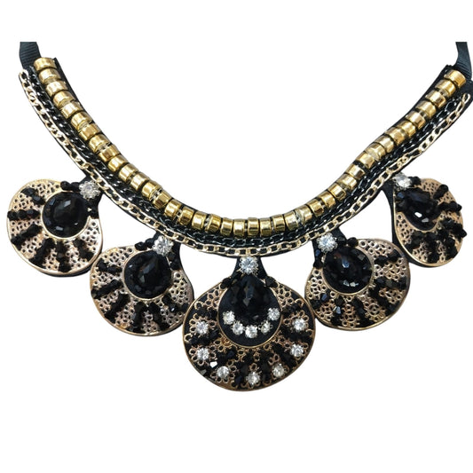 Diamante Claw Neck Piece -  2 Colourways - (Black/Gold) + (Blue/Gold)