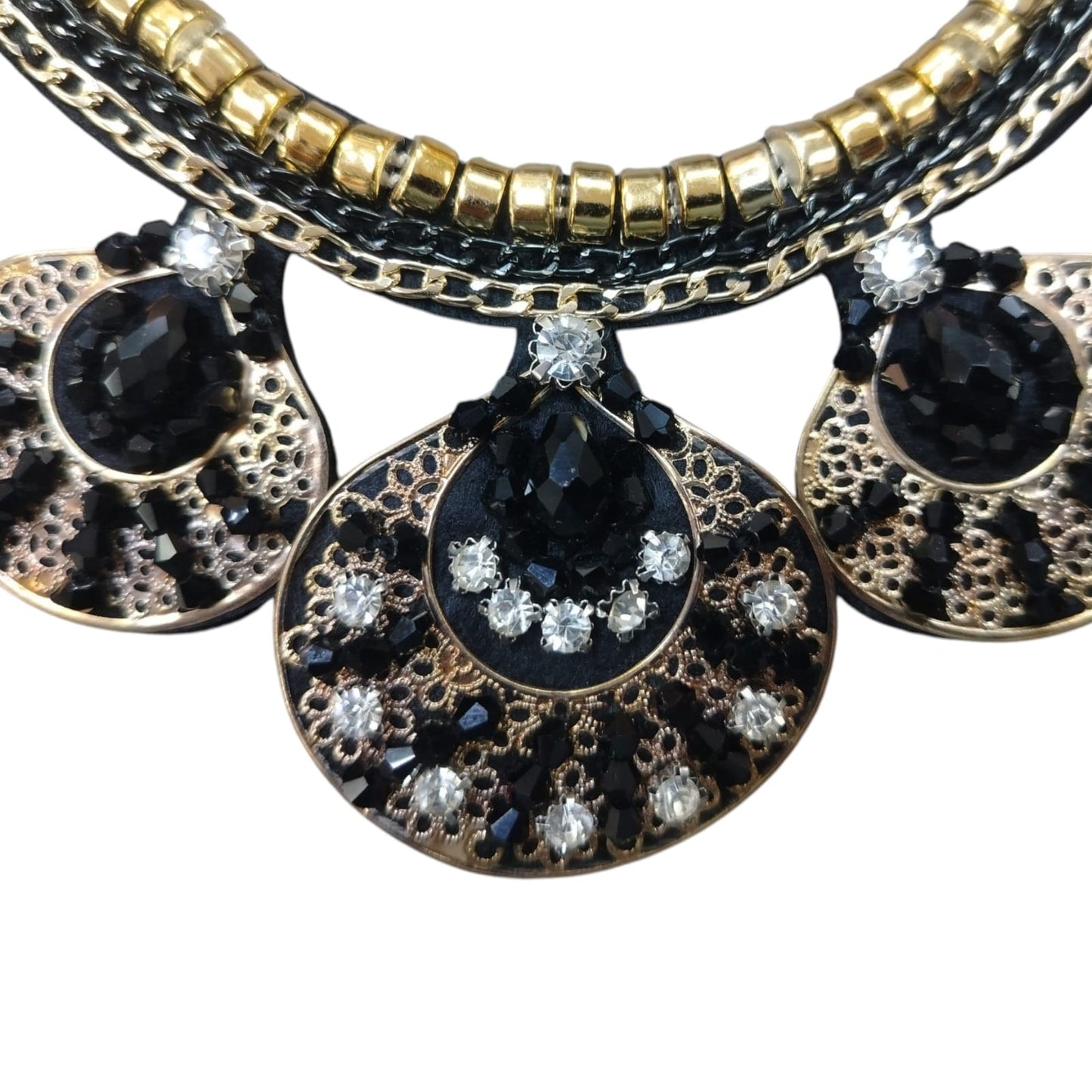 Diamante Claw Neck Piece -  2 Colourways - (Black/Gold) + (Blue/Gold)