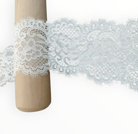 Stretch Lace - 9cm - White (SOLD PER METRE)