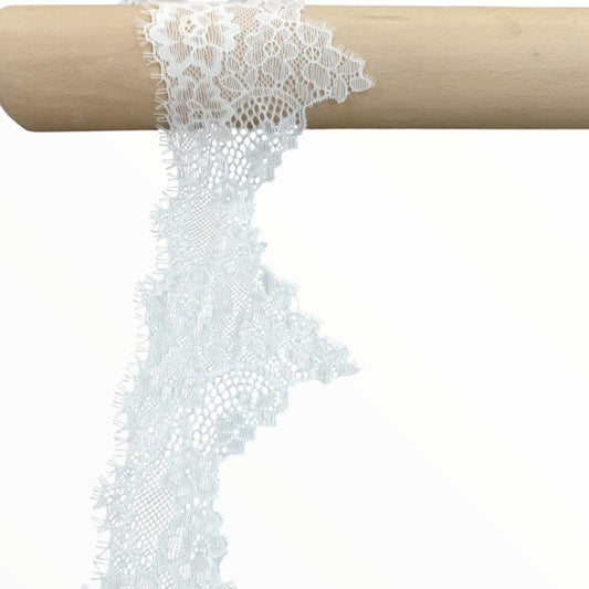 Stretch Lace - 8cm - White (SOLD PER METRE)