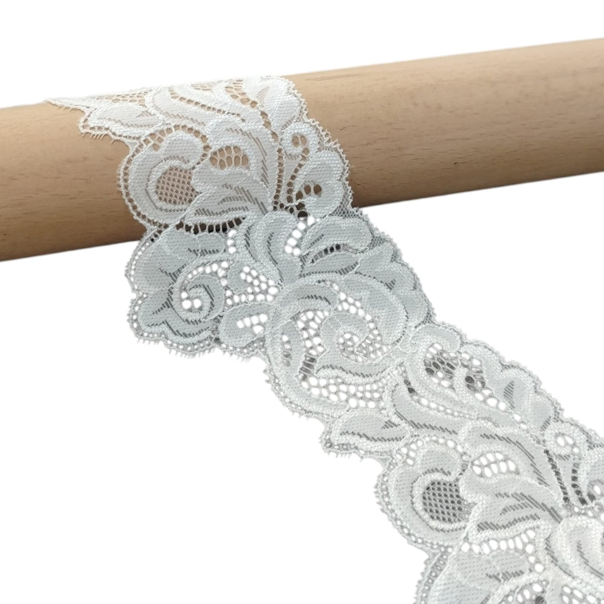 Stretch Lace - 8.5cm - White (SOLD PER METRE)
