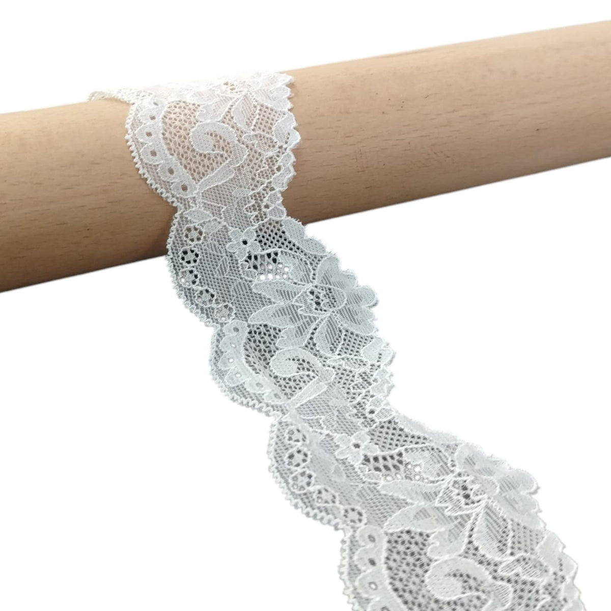Stretch Lace - 5.5cm - White (SOLD PER METRE)