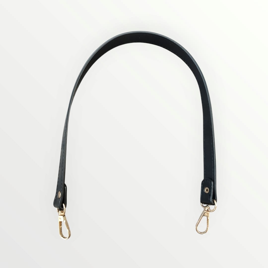 60cm PU Leather Bag Handle - Black or Brown PU  - Gold or Silver Metal Snaphook