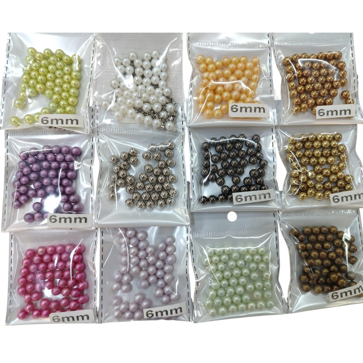 Machine Pearls (Pearl Machine Compatible) (6mm)(8mm)(10mm) Assorted Colours (SOLD IN PACKS OF 50 PEARLS with 50 PINS)