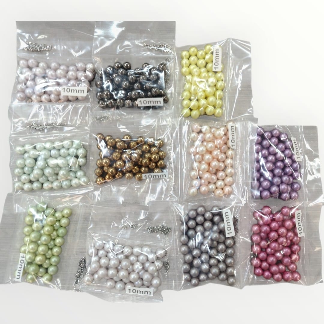 Machine Pearls (Pearl Machine Compatible) (6mm)(8mm)(10mm) Assorted Colours (SOLD IN PACKS OF 50 PEARLS with 50 PINS)