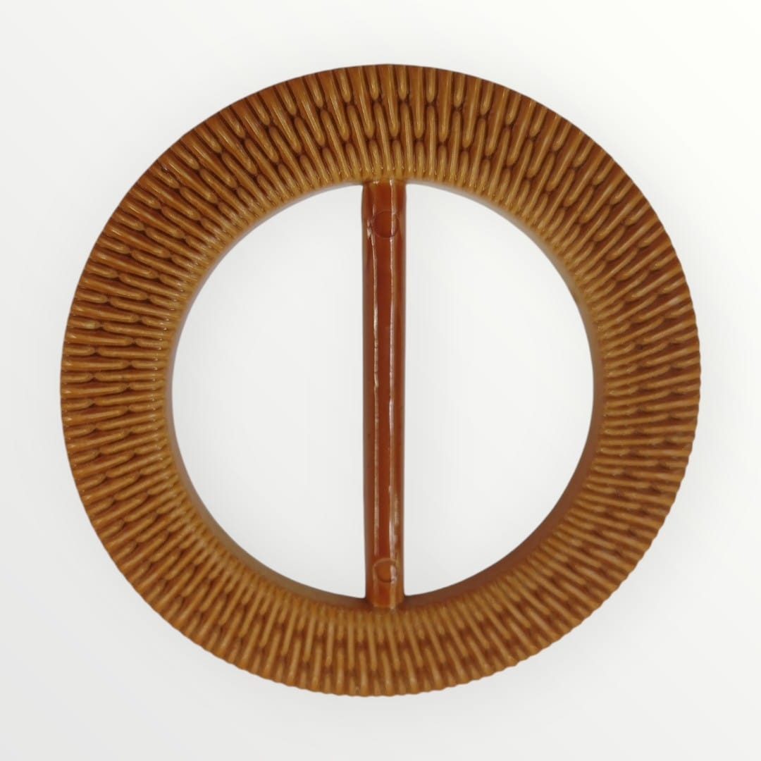 Wooden-Look Round Weave Buckle(Tan) (40mm inner)(45mm inner)