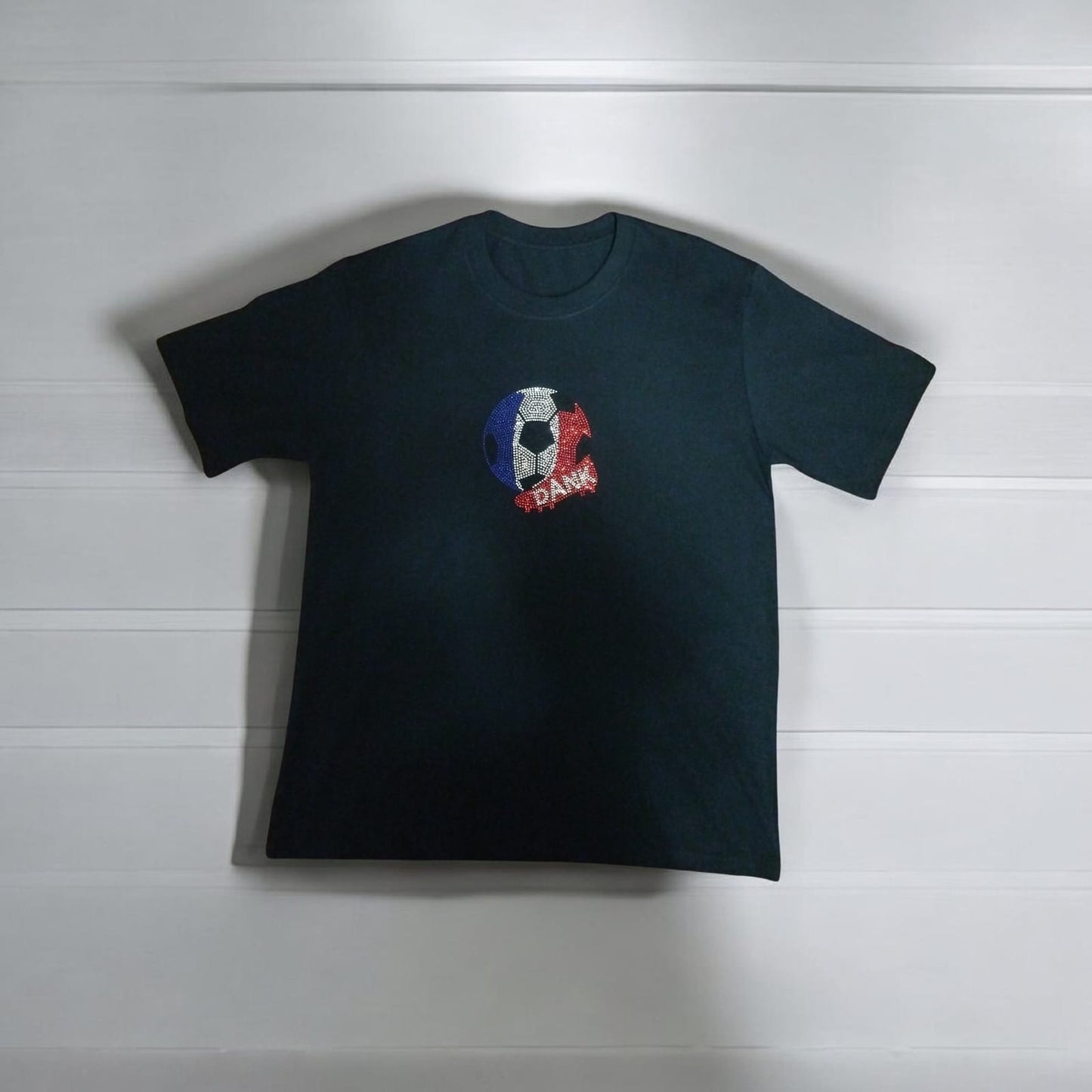 Dank - Rhinestone Custom Street Football Bling Tee - Le Football - Black
