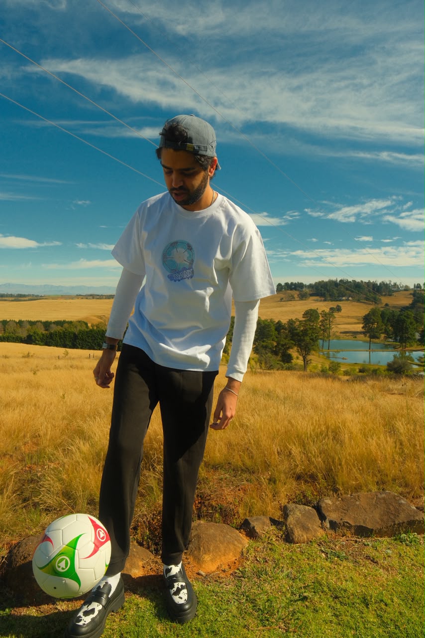 Dank - Rhinestone Custom Street Football Bling Tee - Futbol is Life - White