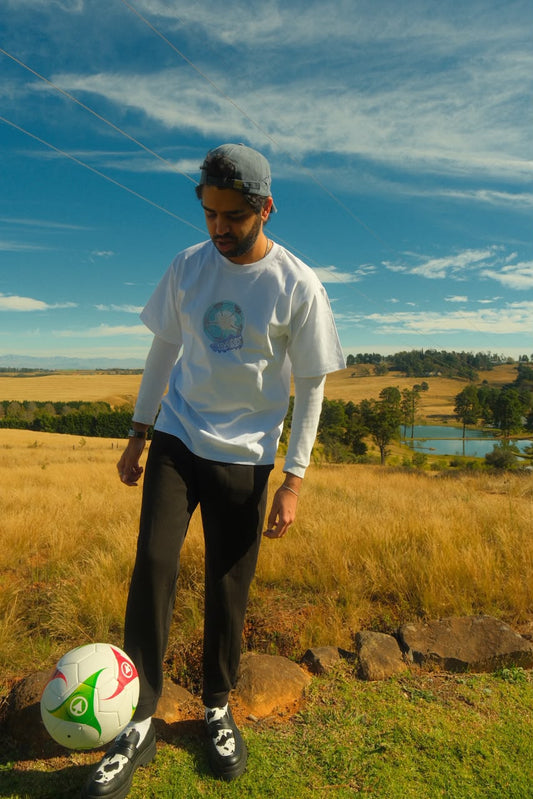 Dank - Rhinestone Custom Street Football Bling Tee - Futbol is Life - White