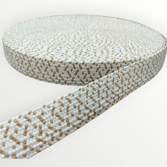 4cm Hessian Elastic - White/Light Brown (SOLD PER METRE & PER ROLL)
