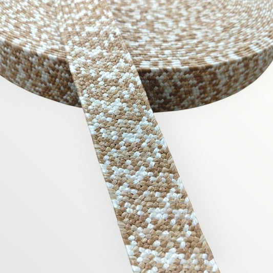 4cm Hessian Elastic - Light Brown/White (SOLD PER METRE & PER ROLL)