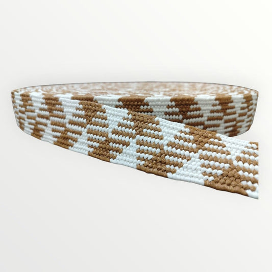 4cm Hessian Elastic - White/Tan (SOLD PER METRE & PER ROLL)