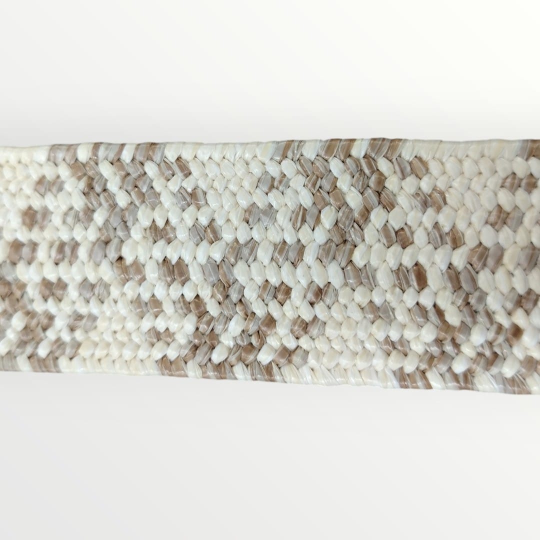 4cm Hessian Elastic - Cream/Caramel Brown (SOLD PER METRE & PER ROLL)