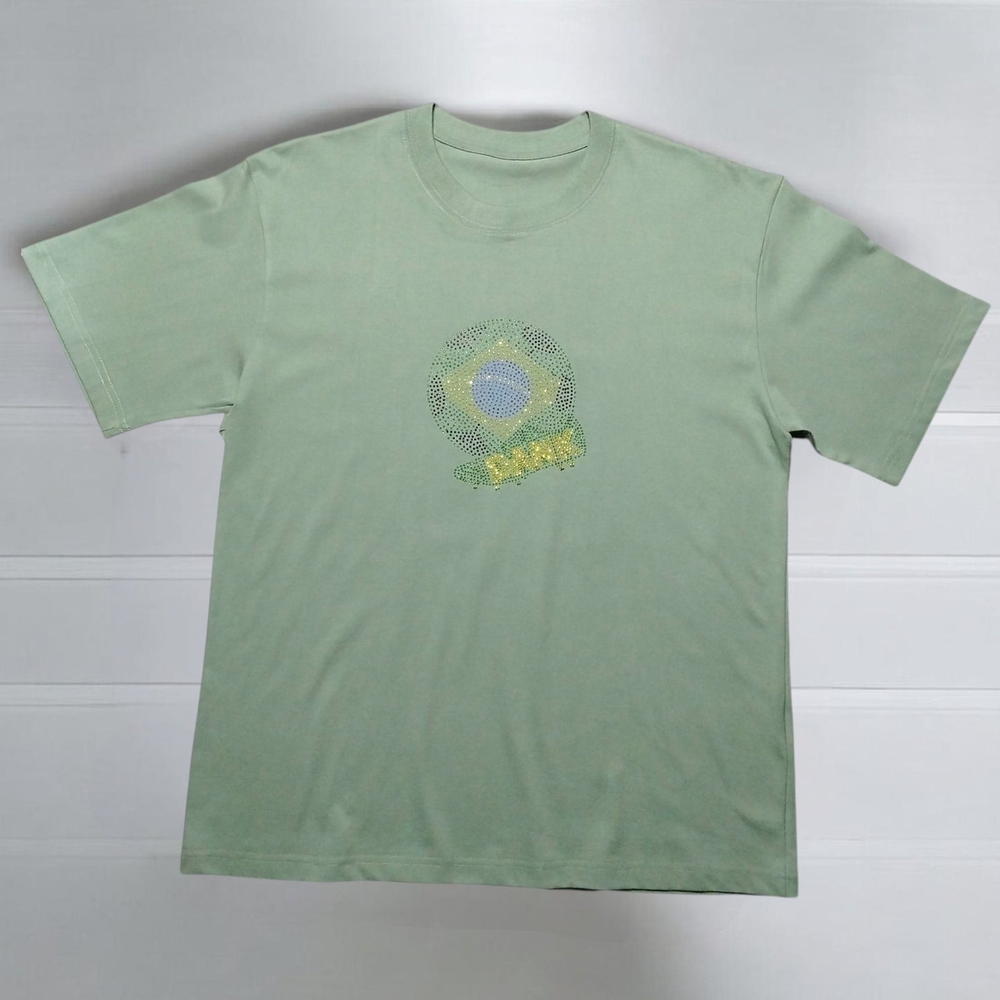 Dank - Rhinestone Custom Street Football Bling Tee - Samba Favelas - Light Green