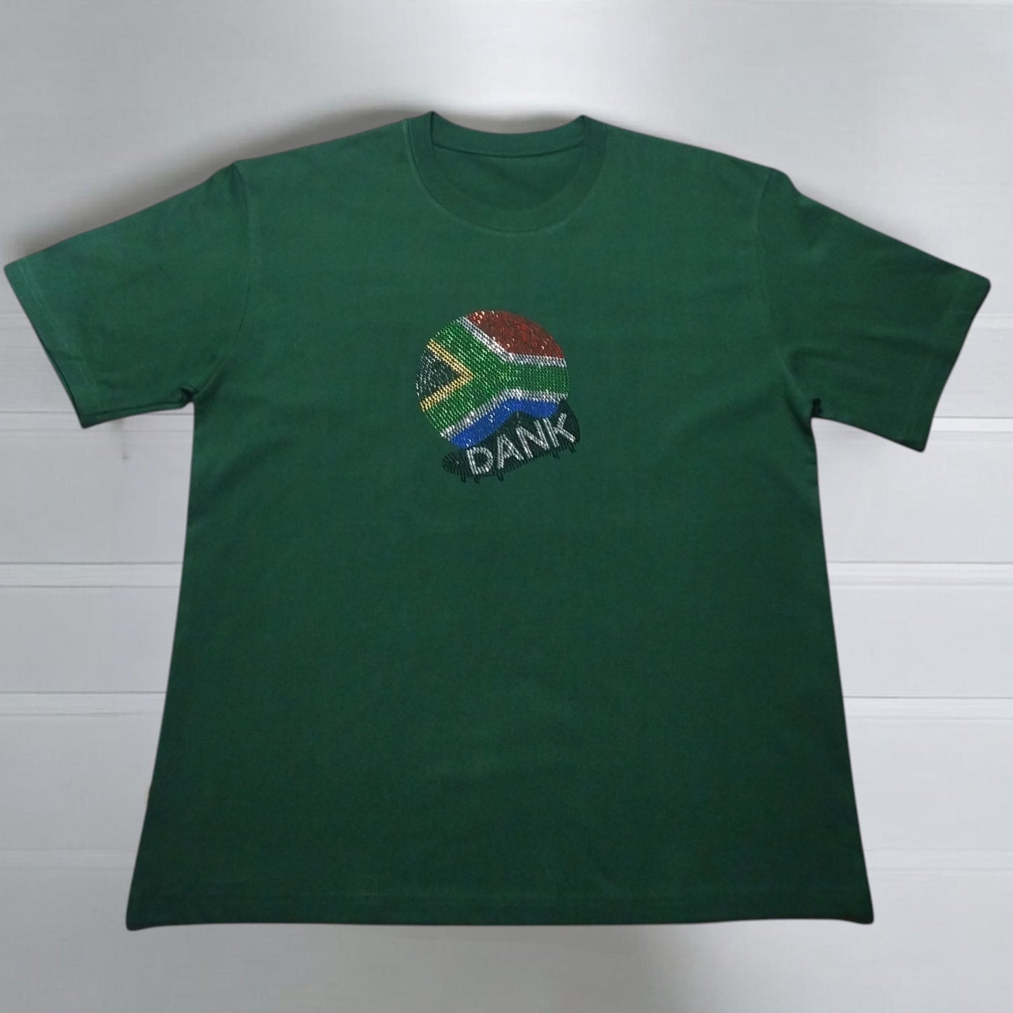 Dank - Rhinestone Custom Street Football Bling Tee - Kasi Diski - Emerald Green