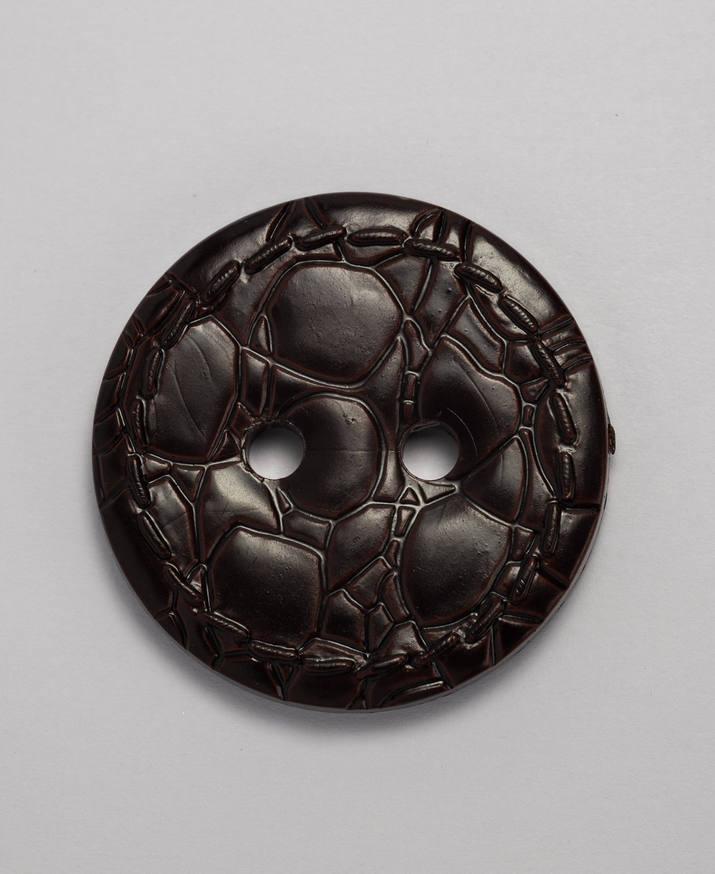 Leather Look Buttons - 2 Hole - 44mm - Chocolate (SOLD IN PACKS OF 5)