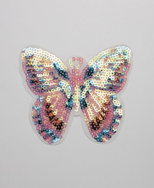 Iron on Motif - Sequence Butterfly Pink/Blue/Brown (160mm)