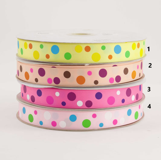 Grosgrain Printed Polka Dot Tape (SOLD PER METER)