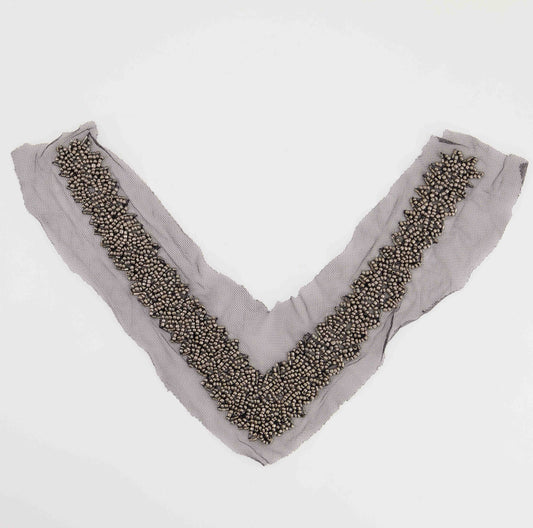 Gun Metal Seed Beaded Neckpiece & Mesh