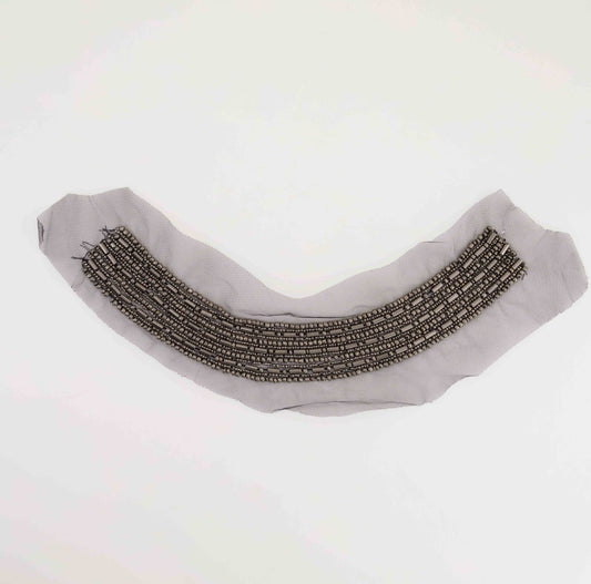 Gun Metal Seed Beaded Neckpiece & Mesh