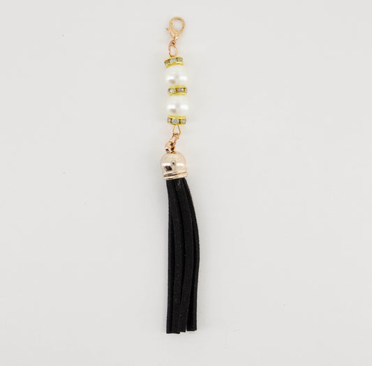 Suede Tassels with Pearls and Stones
