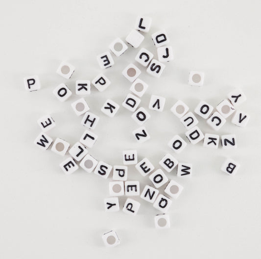 Plastic Alphabet Beads (Square) (PACKS OF 50,100 & 200)