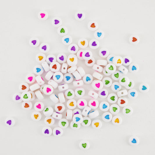 Plastic Heart Beads (Round) (PACK OF 50,100 & 200)