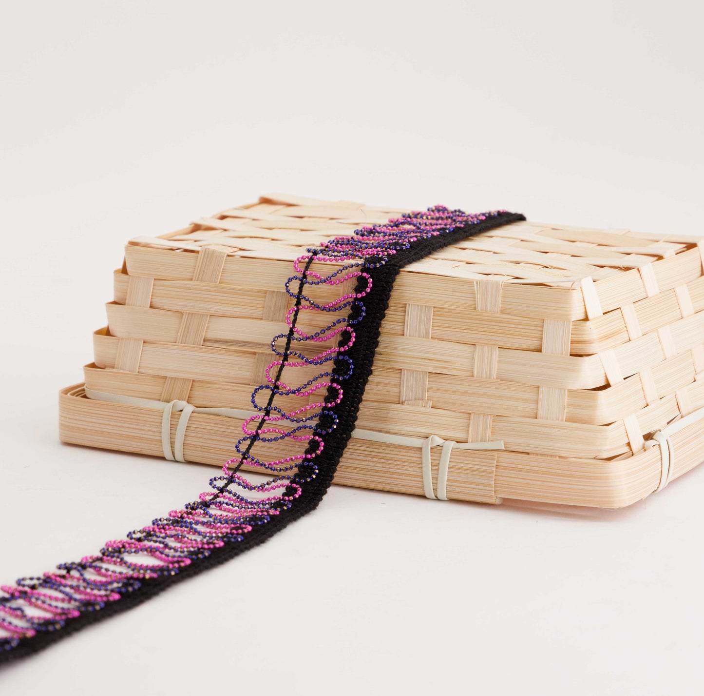 Black Braid & Fringe Beads (SOLD PER METER)